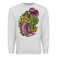 Dove Grey Pink Cowboy Boots Premium Sweatshirt - JahusDesignShop