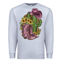 Heather Grey Pink Cowboy Boots Premium Sweatshirt - JahusDesignShop