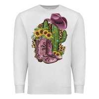 Oatmeal Heather Pink Cowboy Boots Premium Sweatshirt - JahusDesignShop