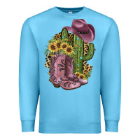 Ocean Blue Pink Cowboy Boots Premium Sweatshirt - JahusDesignShop