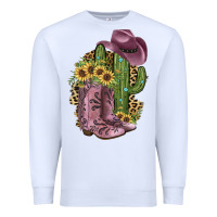 White Pink Cowboy Boots Premium Sweatshirt - JahusDesignShop