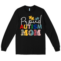 Black Proud Autism Mom Leopard Pattern Design Autism Awa Long Sleeve Tee - CowhideDigitalArt