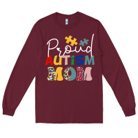 Burgundy Proud Autism Mom Leopard Pattern Design Autism Awa Long Sleeve Tee - CowhideDigitalArt