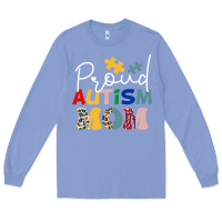 Colony Blue Proud Autism Mom Leopard Pattern Design Autism Awa Long Sleeve Tee - CowhideDigitalArt