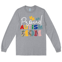 Heather Grey Proud Autism Mom Leopard Pattern Design Autism Awa Long Sleeve Tee - CowhideDigitalArt
