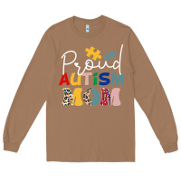 Toasted Coconut Proud Autism Mom Leopard Pattern Design Autism Awa Long Sleeve Tee - CowhideDigitalArt