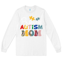 White Proud Autism Mom Leopard Pattern Design Autism Awa Long Sleeve Tee - CowhideDigitalArt