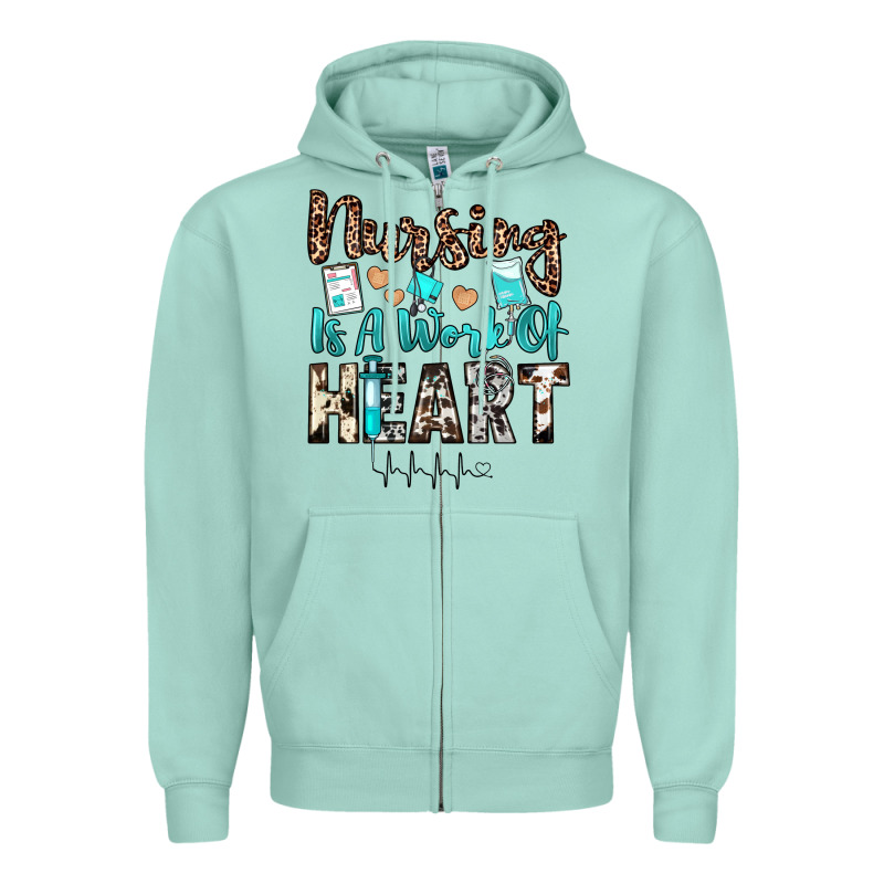 Nursing Is A Work Of Heart Zipper Hoodie by JahusDesignShop | Teevron