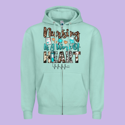 Nursing Is A Work Of Heart Zipper Hoodie Designed By Jahusdesignshop