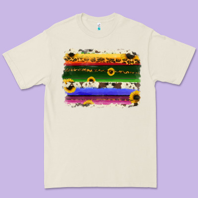 Serape Sunflowers Leopard Cowhide Background Premium Tee Designed By Ranaportraitstore