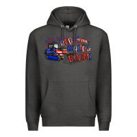 Charcoal Heather red white and boom Premium Hoodie - Artiststas