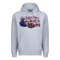 Heather Grey red white and boom Premium Hoodie - Artiststas