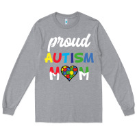 Heather Grey Proud Autism Mom Mothers Day Gift Autism Awareness Long Sleeve Tee - CowhideDigitalArt