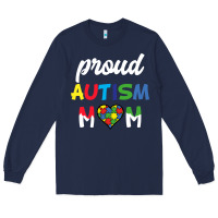 Navy Proud Autism Mom Mothers Day Gift Autism Awareness Long Sleeve Tee - CowhideDigitalArt