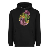 Black Pink Cowboy Boots Heavyweight Hoodie - JahusDesignShop