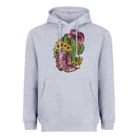 Heather Grey Pink Cowboy Boots Heavyweight Hoodie - JahusDesignShop