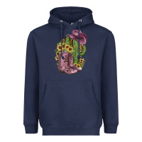 Navy Pink Cowboy Boots Heavyweight Hoodie - JahusDesignShop