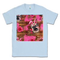 Dusty Blue easter heifer with bunny ears seamless pattern Classic Tee - Artiststas