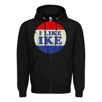 Black i like ike political button vintage distressed Zipper Hoodie - baoMotion