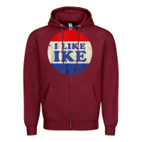 Burgundy i like ike political button vintage distressed Zipper Hoodie - baoMotion