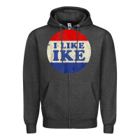 Charcoal Heather i like ike political button vintage distressed Zipper Hoodie - baoMotion