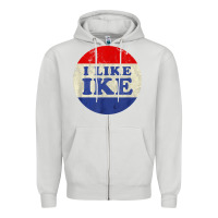 Dove Grey i like ike political button vintage distressed Zipper Hoodie - baoMotion