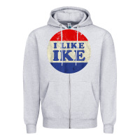 Heather Grey i like ike political button vintage distressed Zipper Hoodie - baoMotion