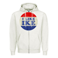 Oatmeal Heather i like ike political button vintage distressed Zipper Hoodie - baoMotion