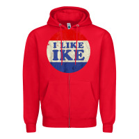 Red i like ike political button vintage distressed Zipper Hoodie - baoMotion
