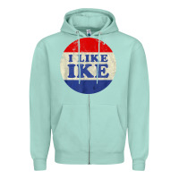 Seafoam i like ike political button vintage distressed Zipper Hoodie - baoMotion