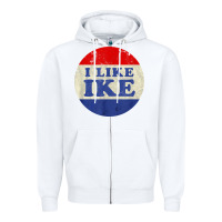 White i like ike political button vintage distressed Zipper Hoodie - baoMotion