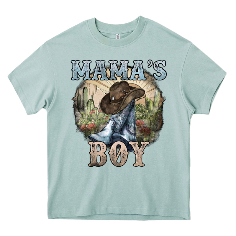 Mama's Boy Western Cowboy Boots Cactus Heavy Core Tee by HowdyJamesFarm | Teevron