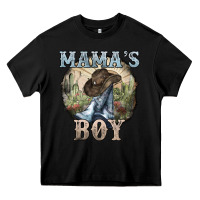 Black Mama's Boy western Cowboy boots cactus Heavy Core Tee - HowdyJamesFarm