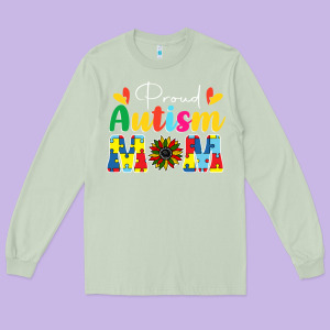Proud Autism Mom Sunflower Long Sleeve Tee Designed By Cowhidedigitalart