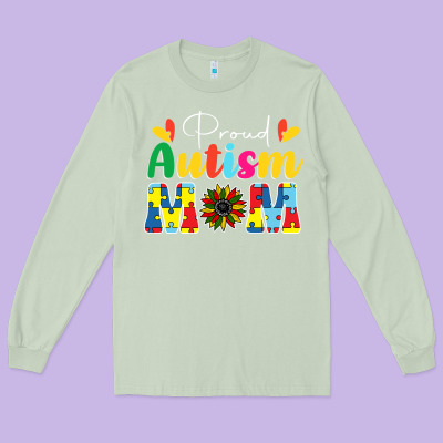 Proud Autism Mom Sunflower Long Sleeve Tee Designed By Cowhidedigitalart