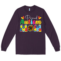 Plum Proud Autism Mom sunflower Long Sleeve Tee - CowhideDigitalArt