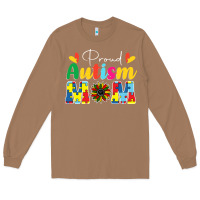 Toasted Coconut Proud Autism Mom sunflower Long Sleeve Tee - CowhideDigitalArt
