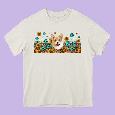 Western Corgi Dog Heavy Core Tee Designed By Jasminsmagicworld