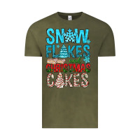 Vintage Olive Snow Flakes aAd Christmas Cakes Vintage Tee - BundleAndBundleShop