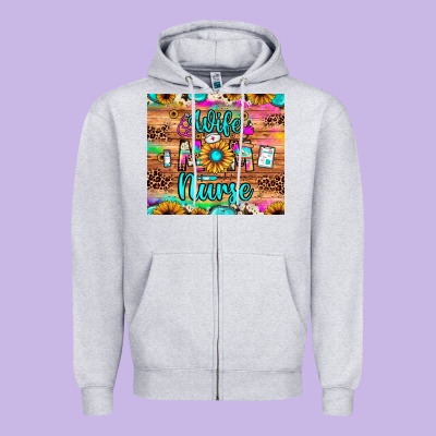 Wife Mom Nurse Zipper Hoodie Designed By Jahusdesignshop