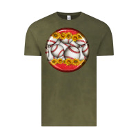 Vintage Olive baseball with sunflower round earrings Vintage Tee - BundleAndBundleShop