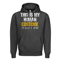 Charcoal Heather human costume raptor halloween velociraptor lazy easy t shirt Zipper Hoodie - baoMotion