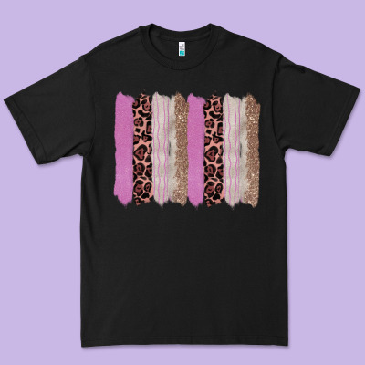 Pink Glitter Leopard Brushstroke Background Premium Tee Designed By Ranaportraitstore