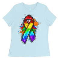 Baby Blue Pride ribbon Ladies Tee - FaDigitalArtStudio