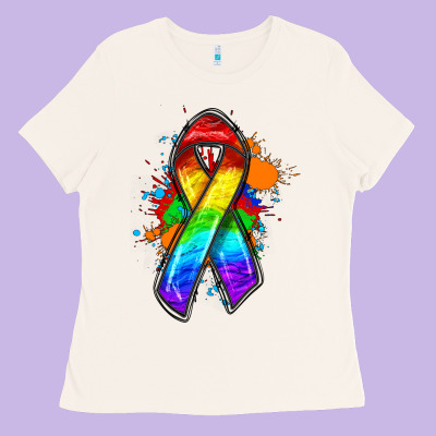 Pride Ribbon Ladies Tee Designed By Fadigitalartstudio