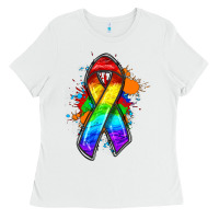White Pride ribbon Ladies Tee - FaDigitalArtStudio