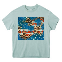 Arona leopard glitter american flag Heavy Core Tee - CowGirlArtShop