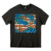 Asphalt leopard glitter american flag Heavy Core Tee - CowGirlArtShop