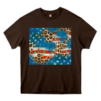Chocolate Brown leopard glitter american flag Heavy Core Tee - CowGirlArtShop