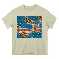 Mossy leopard glitter american flag Heavy Core Tee - CowGirlArtShop